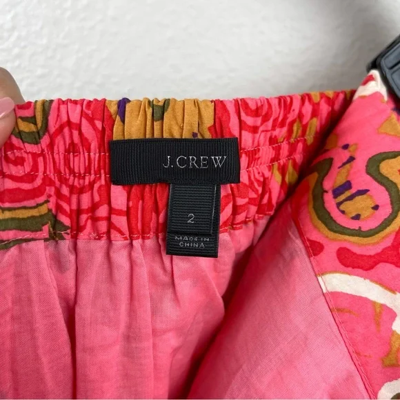 J Crew Womens 2 Cotton Skirt Pink Boho Pattern - Picture 5 of 6